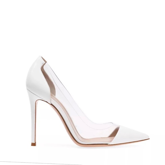Gianvito Rossi White Leather & Flexi Pointed Toes Pumps NEW - Picture 7 of 8